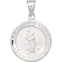 Amulett Anhänger Halsschmuck Christopherus aus 925 Silber matt Kinder