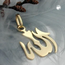 Amulett Kettenanhänger 18x15mm Allah 14Kt 585 Gold Gelbgold Halsschmuck Unisex
