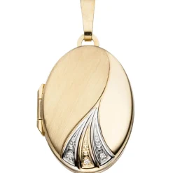 Amulett Medaillon Anhänger 17,2x26,1mm aus 333 Gold Gelbgold teilmatt oval Damen