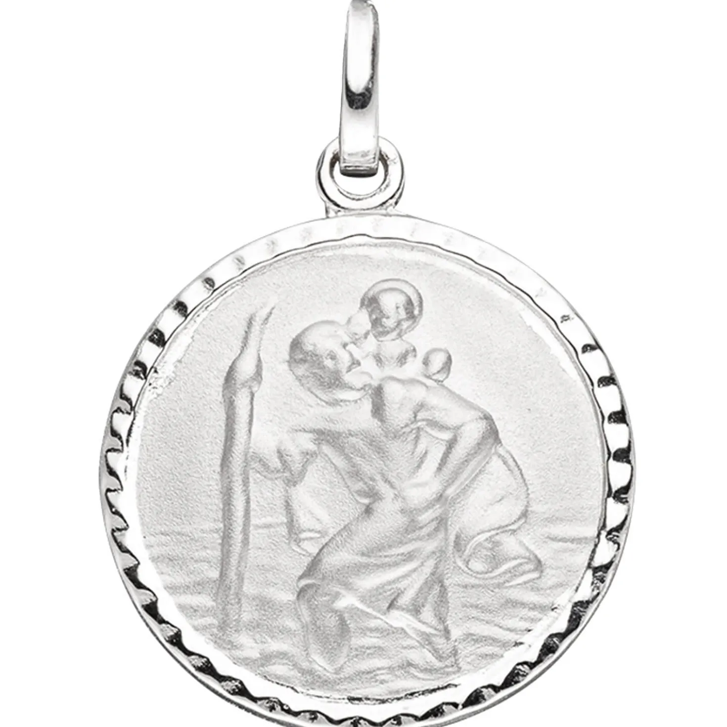 Anhänger Amulett Medaille Christopherus Schutzpatron & Halskette 42cm 925 Silber