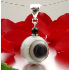 Anhänger aus Augenachat & Onyx & 925 Silber Brillenachat grau schwarz Damen