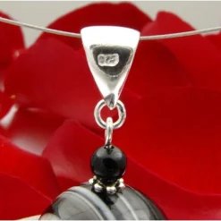 Anhänger aus Augenachat & Onyx & 925 Silber Brillenachat grau schwarz Damen