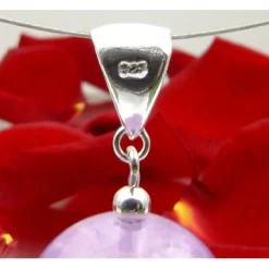 Anhänger aus echtem Amethyst Kugel hell violett flieder Ø16mm & 925 Silber
