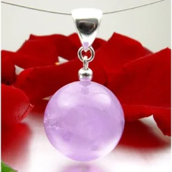 Anhänger aus echtem Amethyst Kugel hell violett flieder Ø16mm & 925 Silber