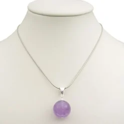Anhänger aus echtem Amethyst Kugel hell violett flieder Ø16mm & 925 Silber