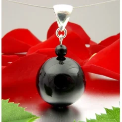 Anhänger aus echtem Onyx & 925er Silber, schwarz, Onyxanhänger