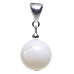 Anhänger aus echtem Perlmutt & 925 Silber, Kugel 12mm glatt creme-gelb