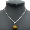 Anhänger aus echtem Tigerauge & 925 Silber, Kugelanhänger braun