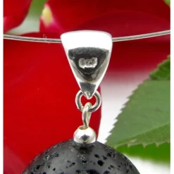 Anhänger aus echter Lava mit Poren, 925er Silber, schwarz