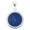 Anhänger aus Edelstein Lapis-Lazuli blau 925 Silber rhodiniert rund mit Wölbung