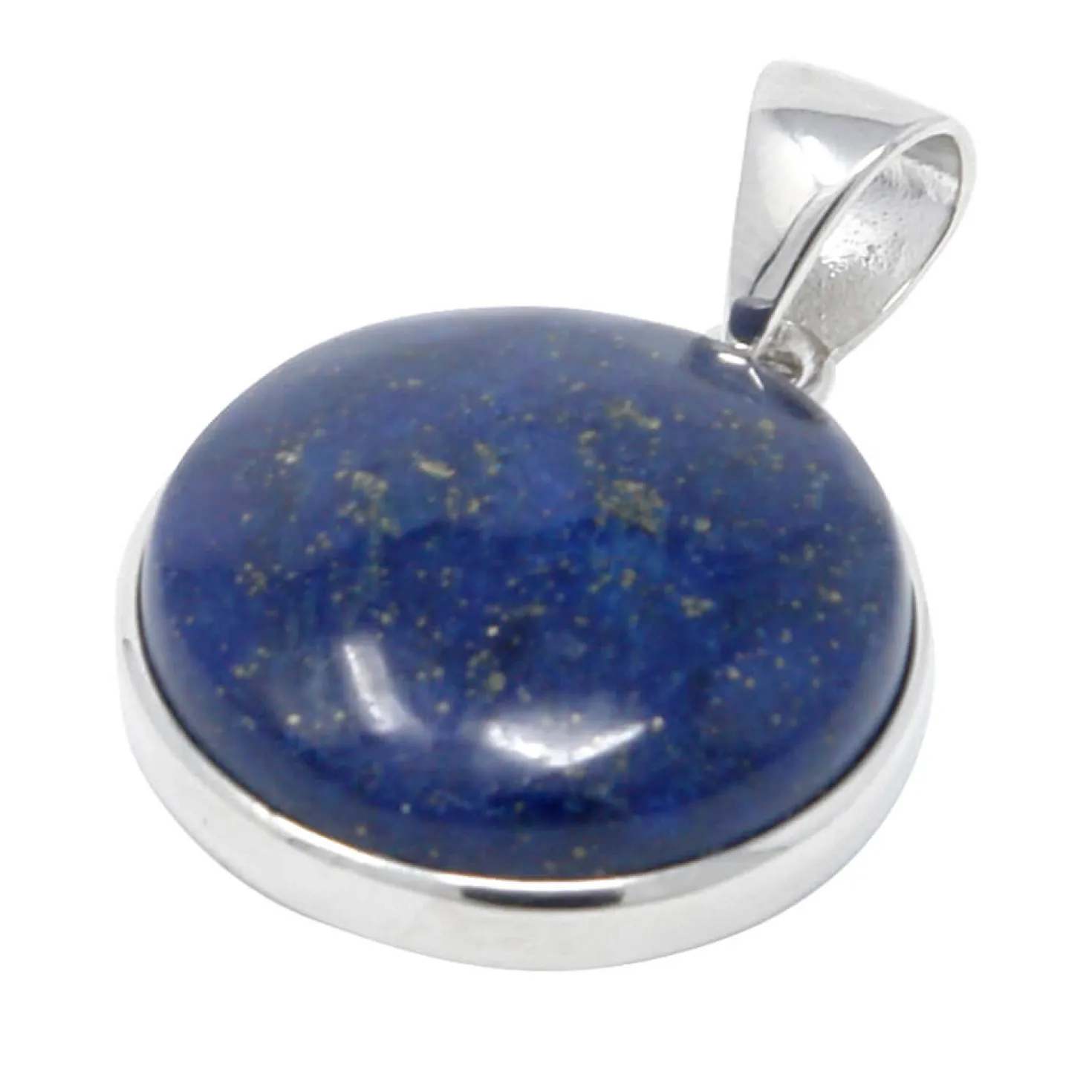 Anhänger aus Edelstein Lapis-Lazuli blau 925 Silber rhodiniert rund mit Wölbung