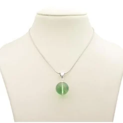 Anhänger aus Fluorit Kugel grün & 925 Silber, Ø16mm, glatt, Halsschmuck, Damen