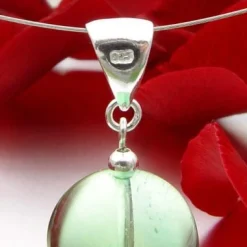 Anhänger aus Fluorit Kugel grün & 925 Silber, Ø16mm, glatt, Halsschmuck, Damen