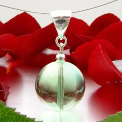 Anhänger aus Fluorit Kugel grün & 925 Silber, Ø16mm, glatt, Halsschmuck, Damen