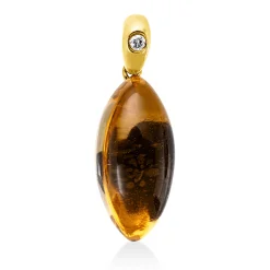 Anhänger aus 750 Gelbgold Citrin 6,57ct gelb Brillant 0,02ct TW-SI 23,3x8,2mm