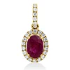 Anhänger aus 750 Gelbgold Rubin 1,01ct rot 24 Brillanten 0,2ct TW-SI 17,8x8mm