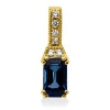 Anhänger aus 750 Gelbgold Saphir 0,36ct blau 6 Brillanten 0,02ct TW-PI 11,4x3,5mm