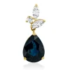 Anhänger aus 750 Gelbgold Saphir 1,51ct blau 3 Diamanten 0,14ct 16,5x6mm
