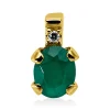 Anhänger aus 750 Gelbgold Smaragd 0,29ct grün Diamant 0,01ct TW-SI 7,2x4mm