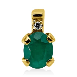 Anhänger aus 750 Gelbgold Smaragd 0,29ct grün Diamant 0,01ct TW-SI 7,2x4mm
