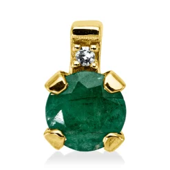 Anhänger aus 750 Gelbgold Smaragd 0,3ct grün Diamant 0,01ct TW-SI 6,7x4,4mm