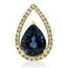 Anhänger aus 585 Gelbgold Topas 2,78ct London Blue 32 Brillanten 0,21ct W-SI/PI