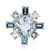 Anhänger aus 750 Gelbgold 9 Topase 10,2ct blau 8 Brillanten 0,08ct TW-SI 21,5x21mm