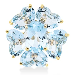Anhänger aus 750 Gelbgold 6 Topase 9,8ct skyblue 10 Brillanten 0,09ct TW-SI