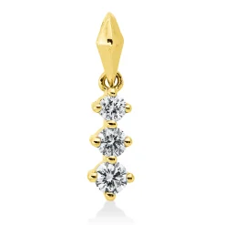 Anhänger aus 585 Gold Gelbgold 3 Brillanten 0,17ct W-PI 14,5x3,6mm mit Öse