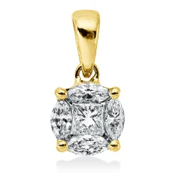 Anhänger aus 750 Gold Gelbgold 5 Diamanten 0,22ct TW-SI 10x5mm mit Öse