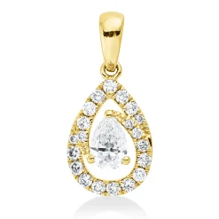 Anhänger aus 585 Gold Gelbgold 21 Diamanten 0,49ct W-SI 17,3x8,5mm mit Öse