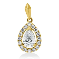 Anhänger aus 585 Gold Gelbgold 17 Diamanten 0,59ct W-SI 15,6x8mm mit Öse