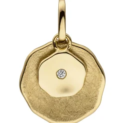 Anhänger aus 585 Gold Gelbgold teil- Diamant Brillant 0,1 Ct 18,4x12,2mm