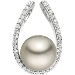 Anhänger aus 585 Gold Weißgold mit Tahiti Perle & 35 Diamanten 0,26 Ct. W/P1