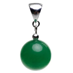 Anhänger aus Jade Kugel glatt grün & 925 Silber, Edelstein Kettenanhänger