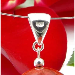 Anhänger aus Koralle Schaumkoralle Kugel Ø18mm & 925 Silber, braun-rot