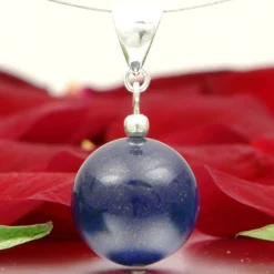 Anhänger aus Lapis-Lazuli & 925 Silber Kugel glatt dunkel-blau Halsschmuck