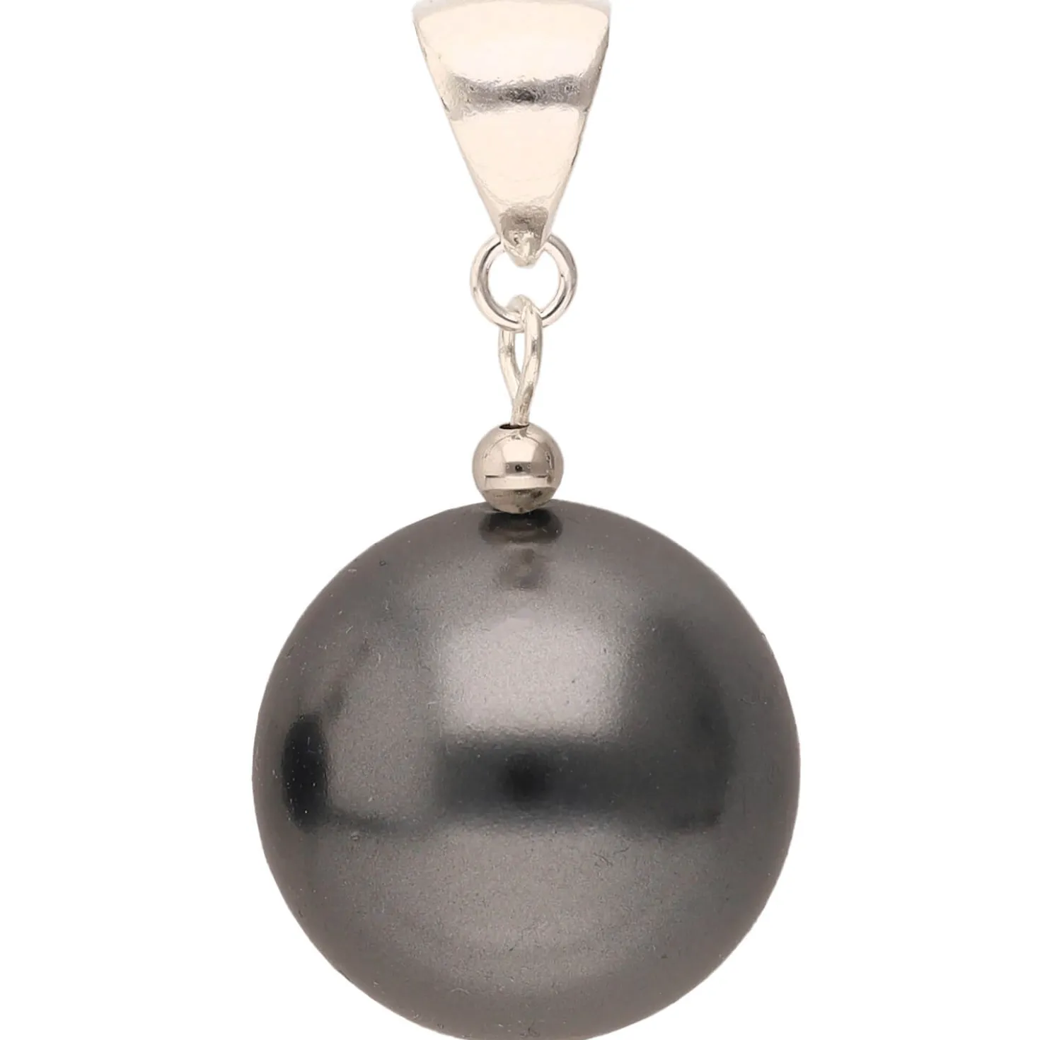 Anhänger aus Muschelkernperle & 925 Silber, Ø16mm, dunkelgrau
