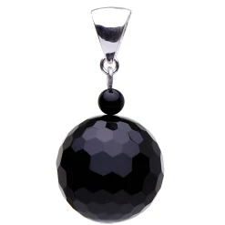 Anhänger aus Onyx & 925er Silber, facettiert, Ø18mm, schwarz