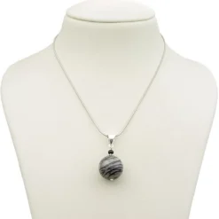 Anhänger aus Picasso-Jaspis & Onyx, grau schwarz, 925 Silber