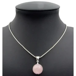 Anhänger aus Rosenquarz & 925er Silber, facettiert, rose