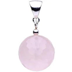 Anhänger aus Rosenquarz & 925er Silber, facettiert, rose