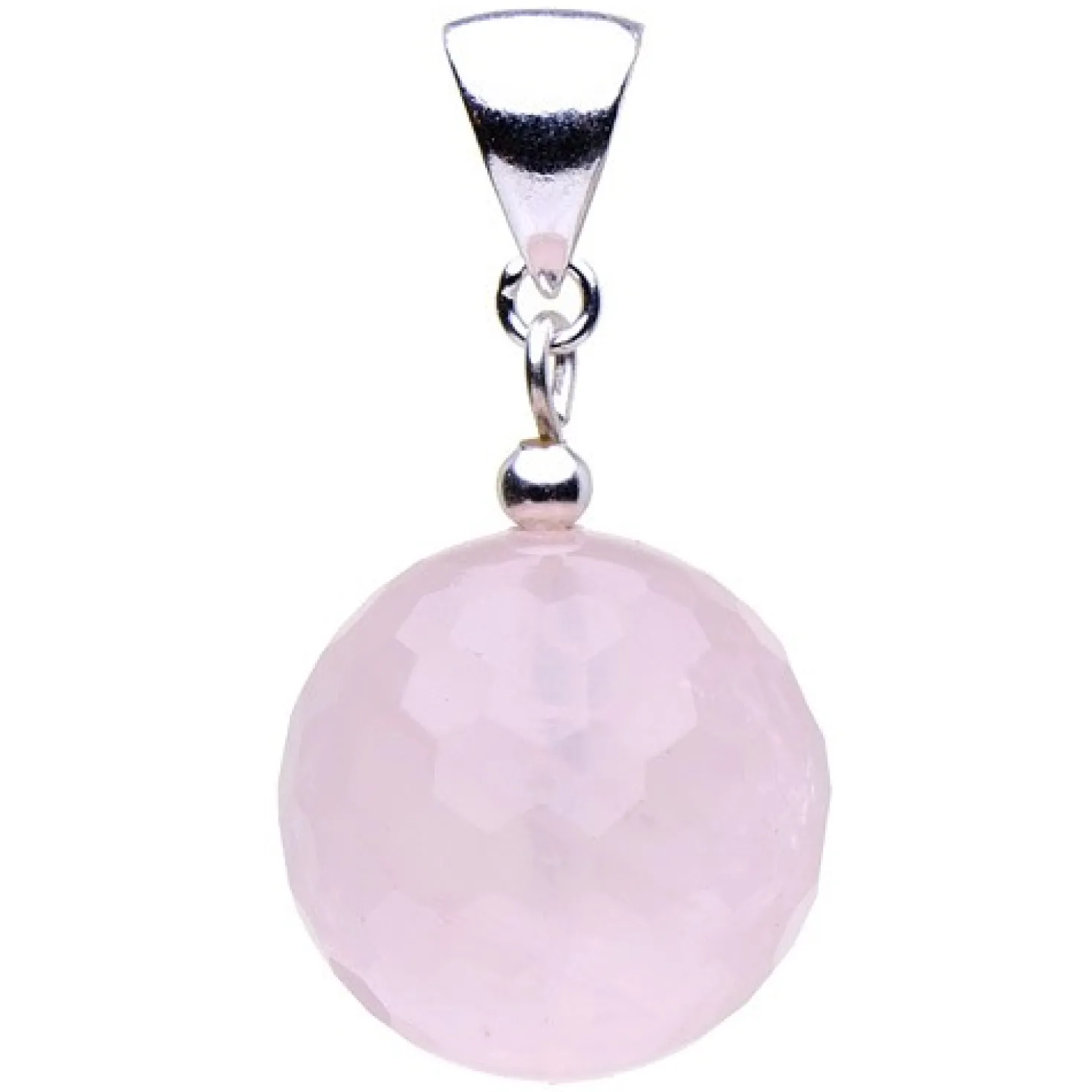 Anhänger aus Rosenquarz & 925er Silber, facettiert, rose