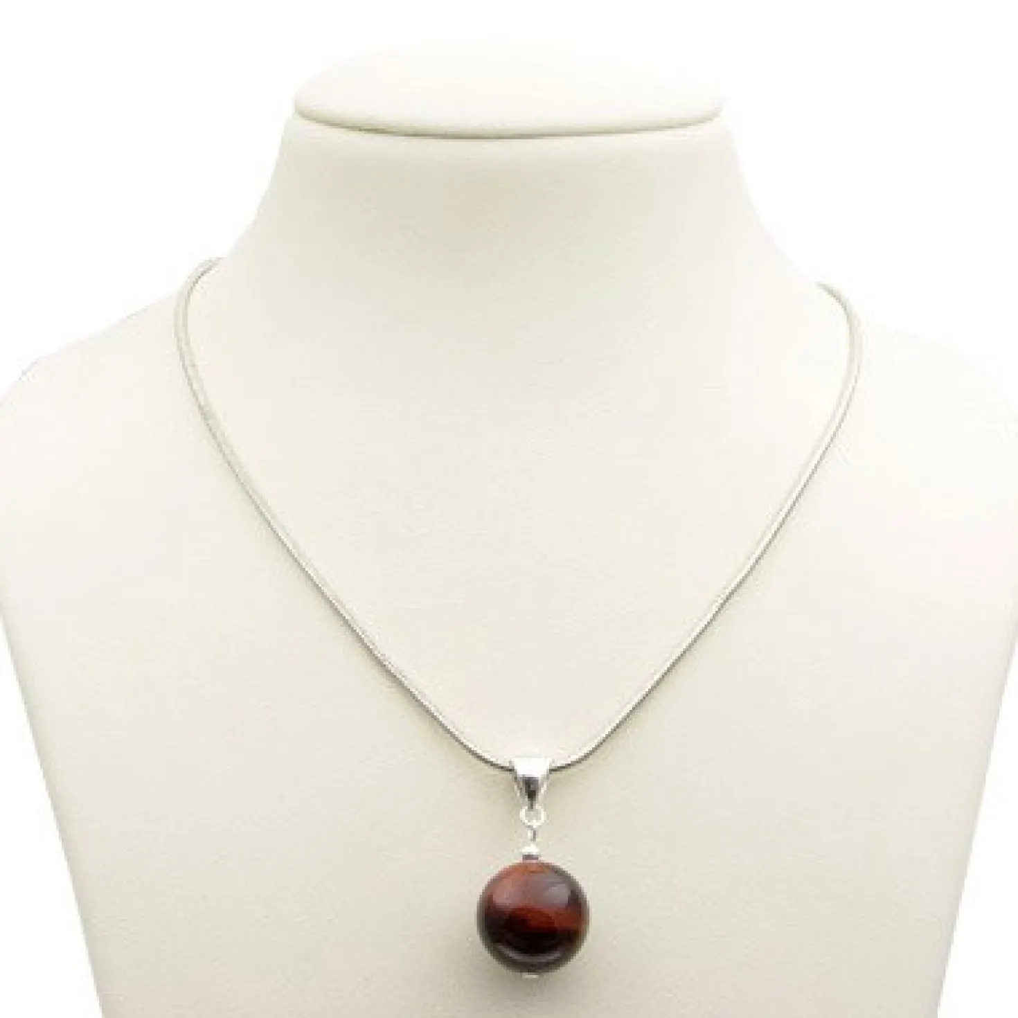 Anhänger aus rotem Tigerauge & 925 Silber, Ø16mm, rot-braun