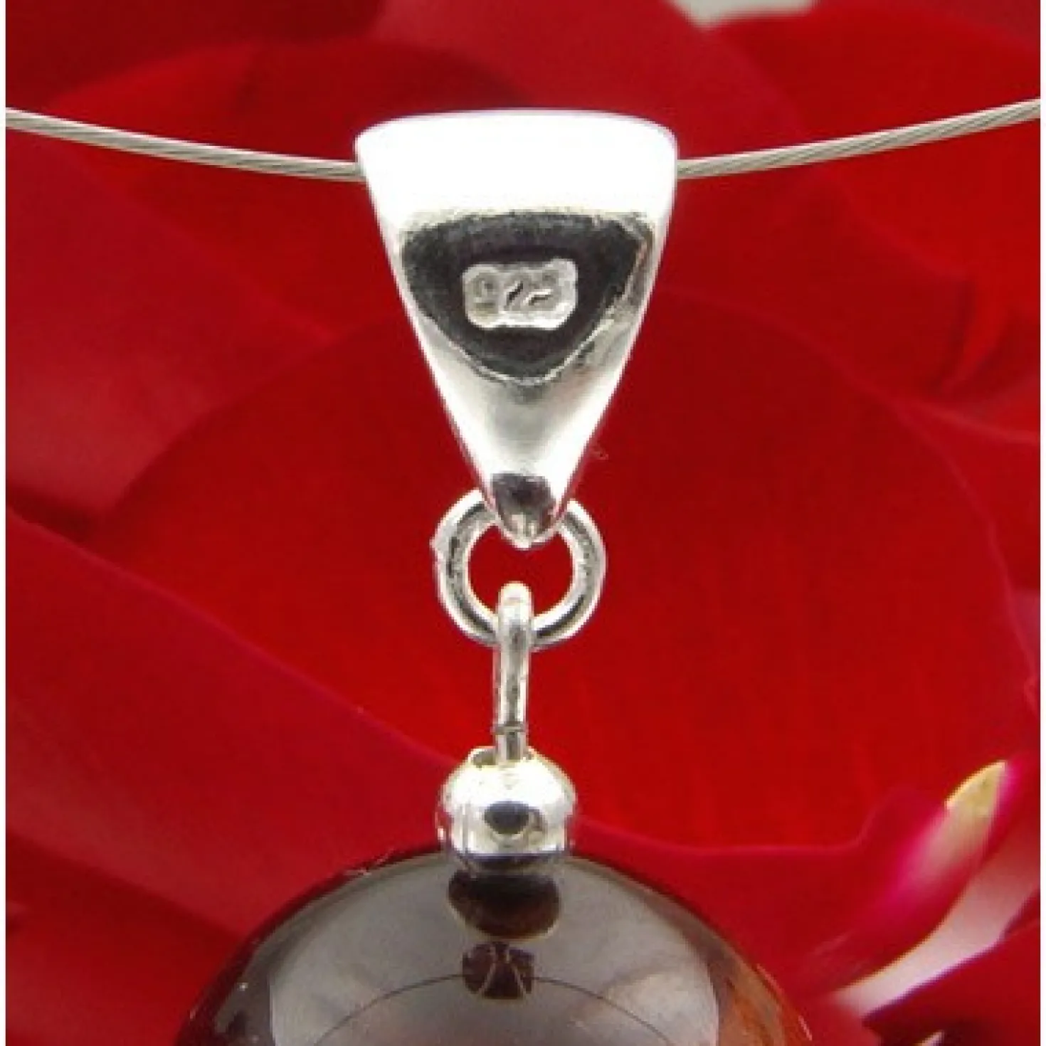 Anhänger aus rotem Tigerauge & 925 Silber, Ø16mm, rot-braun