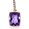 Anhänger aus 750 Rotgold Amethyst 3ct lila 5 Brillanten 0,04ct TW-SI 18,8x8,8mm
