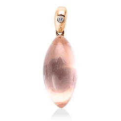 Anhänger aus 585 Rotgold Rosenquarz 6,17ct rosé Brillant 0,01ct TW-SI 23,2x8,1mm