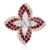 Anhänger aus 750 Rotgold 44 Rubine 0,44ct rot 41 Diamanten 0,8ct F-VSI 19,7x19,8mm