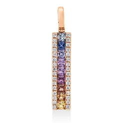 Anhänger aus 750 Rotgold 9 Saphire 0,47ct mehrfarbig 32 Brillanten 0,14ct TW-SI