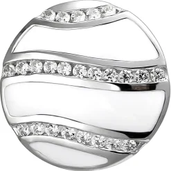 Anhänger aus 925 Silber mit 24 weißen Zirkonia & Emaille-Einlagen weiß rund